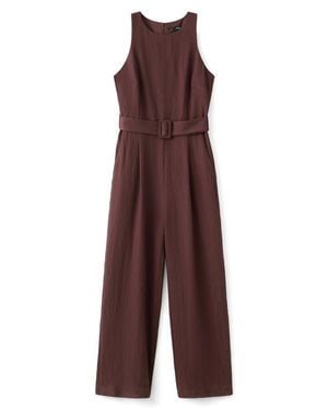 Mango Sleeveless Belted Jumpsuit - Purple