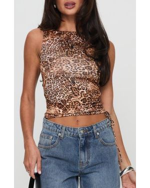 Princess Polly Leopard Side Cinch Sleeveless Top - Blue