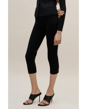 Mango Cotton Knit Capri Pants - Black