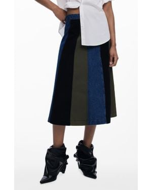Desigual A-Line Panel Skirt - Blue