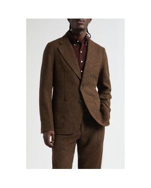 Noah Wool Herringbone Sack Jacket - Brown