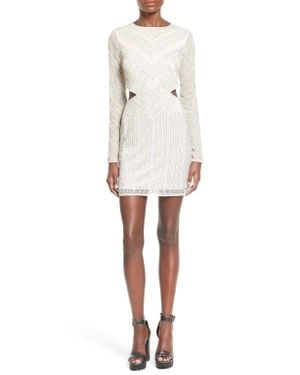 Missguided Embellished Cutout Sheath Dress - White
