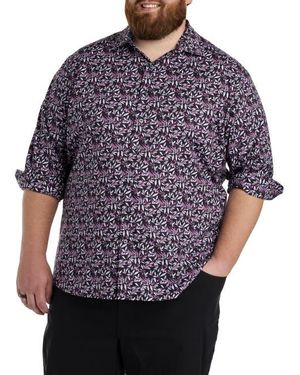 Synrgy by DXL Big & Tall Floral Print Sport Shirt - Blue