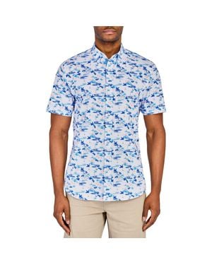 Con.struct Slim Fit Sailboat Recycled 4-Way Stretch Performance Short Sleeve Shirt - Blue