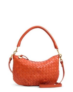 Clare V. Medium Petit Moyen Woven Leather Messenger Bag - Red