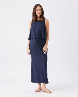 Ripe Maternity Lena Linen Nursing Dress - Blue