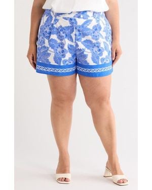 Sugarlips Rency Floral Arvery Pleated Shorts - Blue