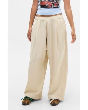 BDG Bobbi Pleated Linen Cocoon Pants - Natural