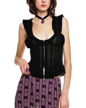 Anna Sui Victorian Pointelle Camisole - Black