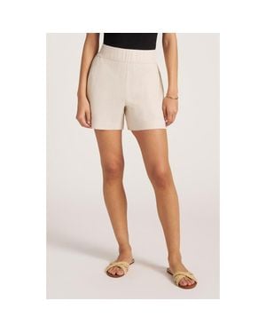 Matty M Ventura High Waist Linen Blend Shorts - Natural