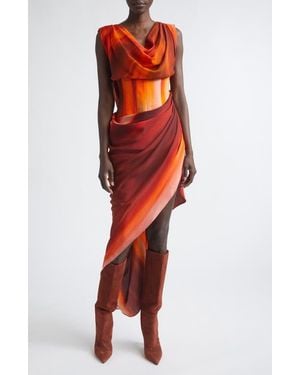LAQUAN SMITH Draped Open Back Dress - Red