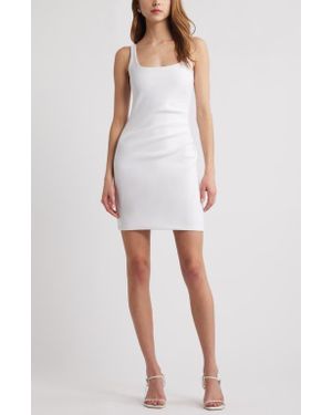 Open Edit Draped Knit Tank Dress - White