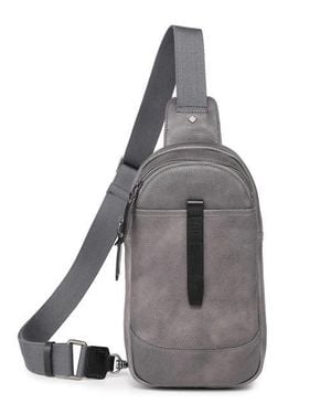Old Trend Fern Genuine Leather Compact Crossbody Sling Bag - Gray