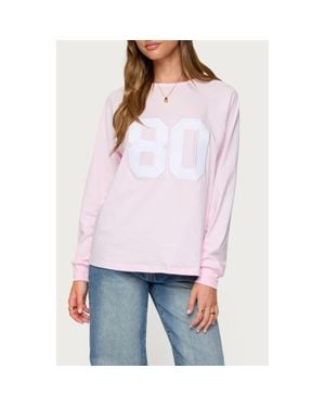 Edikted '80S Appliqué Oversize Long Sleeve Cotton T-Shirt - White