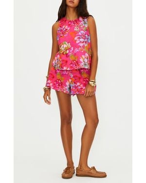 Beach Riot Dollie Floral Sleeveless Cotton & Linen Cover-Up Top - Red