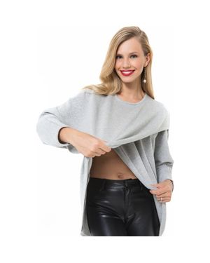 Accouchée Let Loose Crossover Long Sleeve Maternity/Nursing Knit Top - Gray