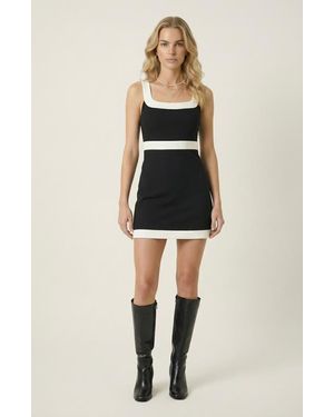 Modenaire Contrast Trim Sleeveless Mini Dress - Natural