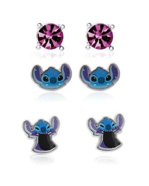 Disney Lilo And Stitch Fashion Earring Set, 3 Pairs, Stud Earrings - Blue