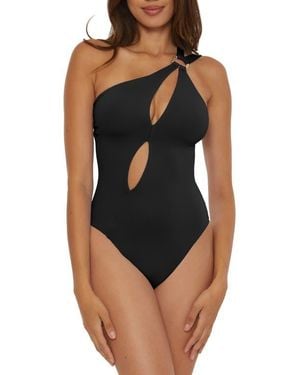 SOLUNA Tahiti One-Shoulder Cutout One-Piece Swimsuit - Black