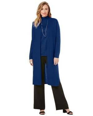 Jessica London Carefree Cashmere Duster Sweater - Blue