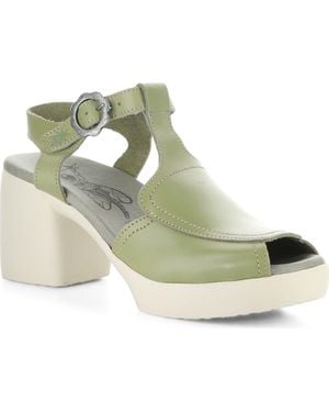 Fly London Flig Ankle Strap Platform Sandal - Green