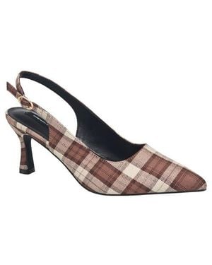 French Connection Brenna Plaid Kitten Heel - Metallic