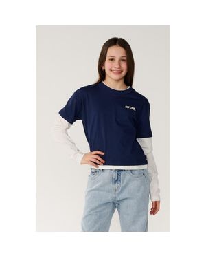 Rip Curl Kids' Retro Rama Layered Long Sleeve Graphic T-Shirt - Blue