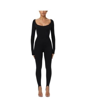 Naked Wardrobe Naked Scoop Neck Long Sleeve Jumpsuit - Black
