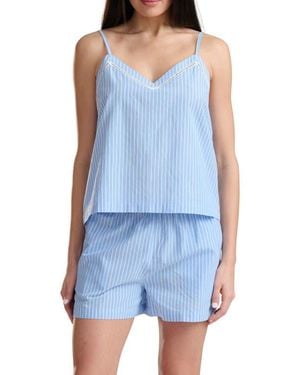 Splendid Stripe Cotton Poplin Pajamas - Blue