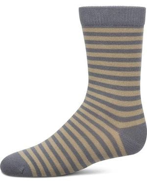 Memoi Thin Stripe Crew Sock - Gray