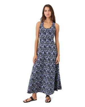 Pact Fit & Flare Open Back Maxi Dress Made With Organic Cotton - Blue