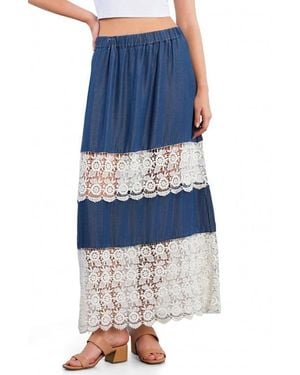 Wash Lab Denim Light Veil Maxi Skirt - Blue