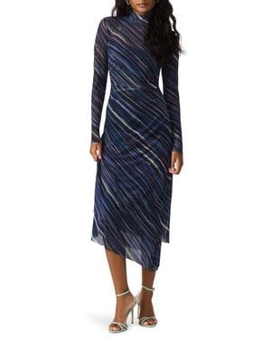 Steve Madden Blare Mock Neck Bodycon Midi Dress - Blue