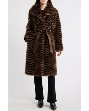 Via Spiga Faux Fur Coat - Black