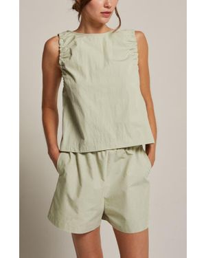 Crescent Cotton Blend Top And Shorts Two Piece Set - Green