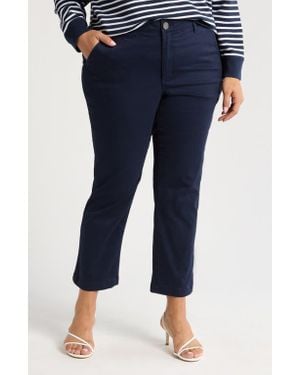 Wit & Wisdom Skyrise Ankle Slim Straight Leg Twill Pants - Blue