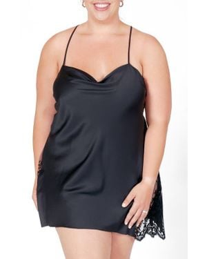 Rya Collection Darling Lace Trim Chemise - Black
