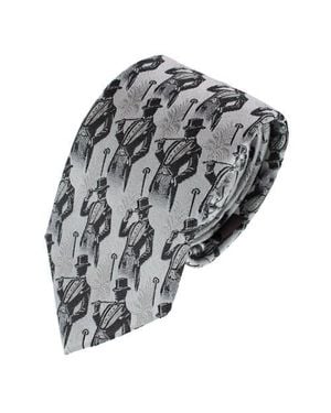 Trafalgar Big & Tall Ambrose Dapper Night Silk Novelty Necktie - Gray