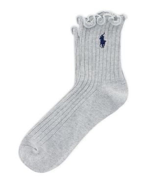 Polo Ralph Lauren Lettuce Edge Ankle Socks - Gray