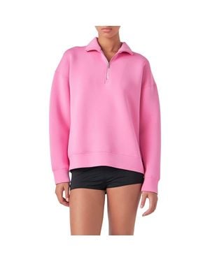Grey Lab Scuba Knit Quarter Zip Pullover - Pink