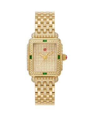 Michele Deco Mid Diamond Pavé & Tsavorite Bracelet Watch, 29Mm X 31Mm - Metallic