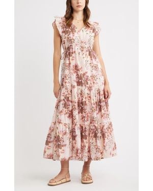 Treasure & Bond Floral Print Cotton Midi Dress - Multicolor