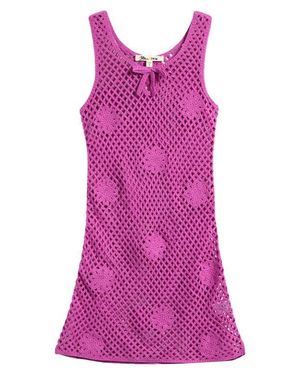 Miken Swim Kids' Open Knit Floral Cover-Up Dress - Purple