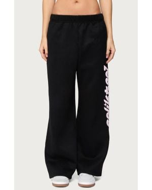 Edikted Star Logo Wide Leg Sweatpants - Black