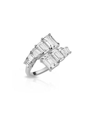 Gemma Azzurro Emerald Cut Cz Diamond Statement Ring - White