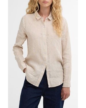 Barbour Marine Linen Button-Up Shirt - Natural