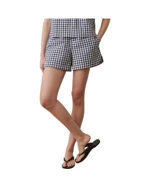 Marine Layer Gingham Cotton Poplin Boxer Shorts - Gray