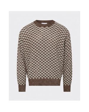 le PERE Knit Basketweave Sweater - Gray