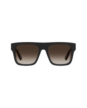 Moschino 55Mm Gradient Flat Top Rectangular Sunglasses - Black