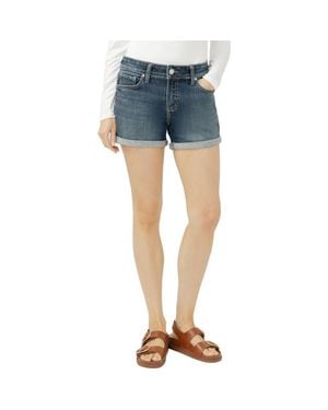 Silver Jeans Co. Elyse Curvy Mid Rise Denim Shorts - Blue